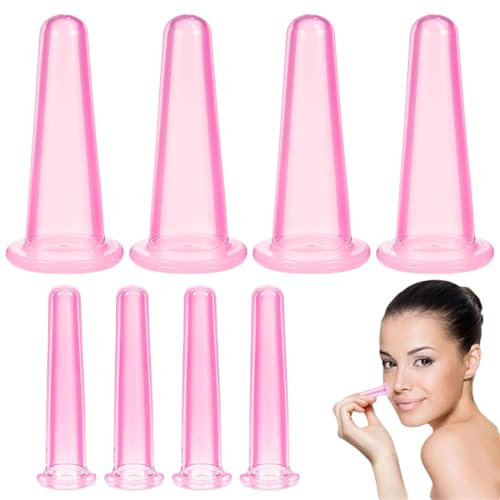 GJKLO 8 Pièces Ventouse Visage Anti Rides, ventouse cellulite,Ventouses Anti Cellulite Minceur, Silicone Massage Cups Corps, Face Cupping Massager Sets cupping ventouse masseur visage