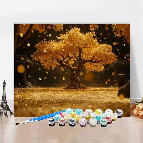 Paint by Numbers for Adults Tree Paint by Numbers Plant, Oil Painting Canvas kits kids 6-12, DIY Oil Painting Acrylic Art Crafts with Brushes for Female Gifts, Home Decor, Without Frame 60x90cm XZ-627