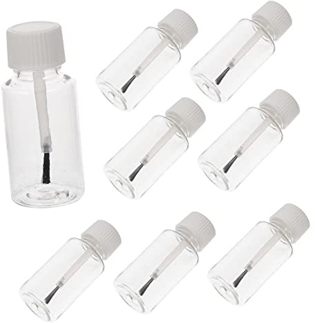 HAPINARY 8pcs 20ml Empty Nail Polish Bottles Brush Small Plastic Nail Container Refillable Art Bottles for Gel Polish Storage