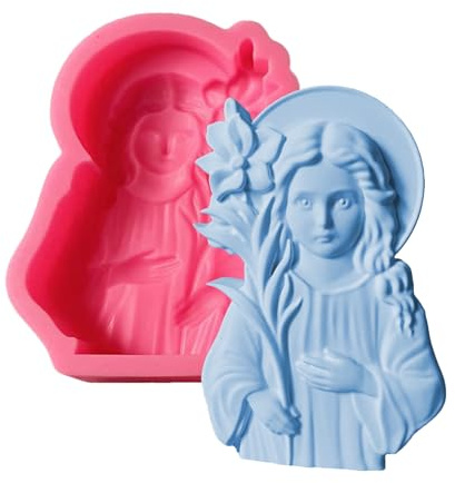 Virgin Mary Candle Mold Moules en silicone pour fabrication de savon - Accessoires de bricolage antiadhésifs pour plâtre fondant - Art en résine avec protection répétée