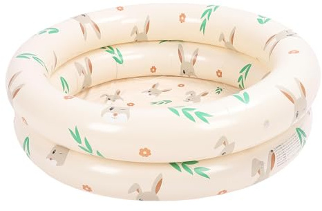 Piscine de Gamin Gonflable, Explosion de 2 Anneaux Ronds pour bébé à Balles Gonflables, Centre de Pagayage pour Le Jeu d'eau d'été de L'arrière-Cour, 34,25 x 10,24 (Lapin Beige)