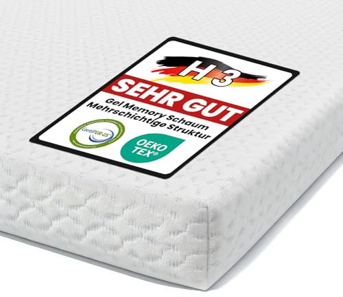 FRIDEKO 7,5cm Höhe Matratzen Topper 180x200cm, Matratzentopper, H2&H3 Gel Memory Foam Topper, Abnehmbaren und Waschbaren Bezug, Geeignet für Boxspringbett, Schlafsofas