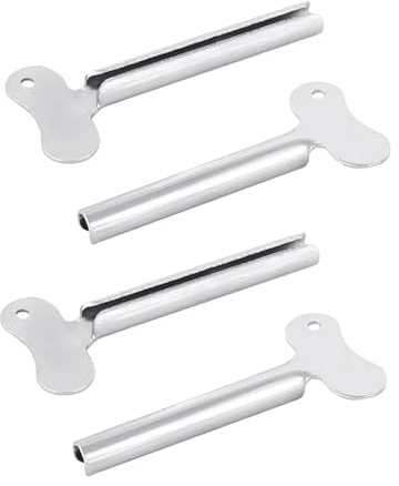 Lot de 4 presse-tubes en métal argenté - Dentifrice et distributeur de couleur pour cheveux - Traitement durable - Outil de distribution de dentifrice et de couleur pour cheveux - Aide à presser le