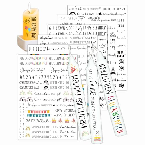 Kerzentattoos | Geburtstag Kerzen Gestaltung Party Deko | Für Kerze Kerzen Geburtstag Kerzensticker Kerzenaufkleber Kerzenfolie Wasserschiebefolie Wassertransferdruck Folie Kreative Feiern