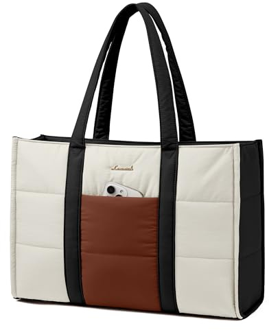 LOVEVOOK Borsa Donna, Grande Puffer Borse Università Borsa da Lavoro porta PC 15,6 Pollici, Tote Bag Shopper Borse Tracolla per Ufficio Insegnante Docente Scuola