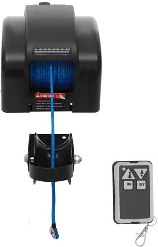 Ageanbri 45LBS Electric Boat Anchor Winch 12V Marine Saltwater Windlass Kit Remote Control 100ft Braided Anchor Rope for Fishing Boats, Speedboats, Pontoon Boats (45 lbs Black)