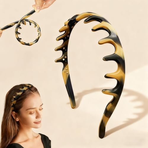 WJUAN Diademas Mujer, Silicona Diademas en Forma de Z, Alambre de Metal Incorporado, Antideslizante y Elástico, Diadema Cabello para Niñas y Mujeres, Antipresión, Ajustable, para Maquillaje, Citas