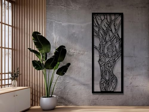 VAILLA Wandbilder Gesichter Holz 3D – Wanddeko Wohnzimmer Schlafzimmer Büro | MDF Sperrholz, Lasergeschnitten, Gesichter Linienkunst, 5 Größen, Schwarz Silber, personalisierbar, Eingang Esszimmer Büro