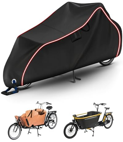 OlaVeg Lastenrad Abdeckung Wasserdicht 420D Oxford-Gewebe 285×75×120cm | Fahrradabdeckung Abdeckplane Lastenrad mit Reflektorstreifen Winddicht Reißfest UV-Schutz Fahrradgarage für Lastenrad