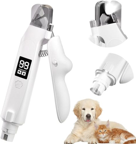 BIZOI Lichtschere Pro, Die 2-In-1 Led-Krallenschere für Sichere Pfotenpflege Ohne Angst mit Bildschirm, Spritzschutz, Integrierter Auffangbehälter, Leise, Krallenschere für Hunde und Katzen