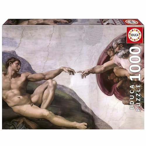 Educa - Puzzle de 1000 Piezas para Adultos | La Creación de Adán | Medidas: 68 x 48 cm | A Partir de 14 años (20579)