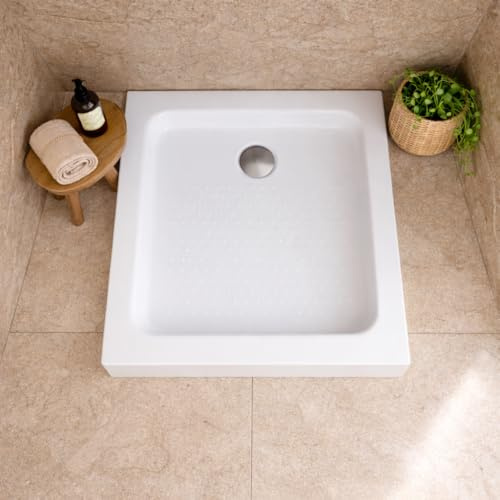 ECOLAM Receveur de douche carré Tim antidérapante 90x90x15 cm blanc | surface antidérapante, profondeur 5 cm, pieds, acrylique sanitaire