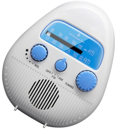 Uonlytech Kleiner Tragbares Badezimmer Radio mit Abs Material und Kompakter Bauweise für Dusche und Bad Stereo Lautsprecher mit USB Ladefunktion
