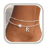 Aidenn Buchstaben Fußkettchen für Damen Silber 925 Fussketten Für Frauen Wasserfester Personalisierte Layered Zirkonia Fußkette Fusskette Fußschmuck Geschenke für Mädchen