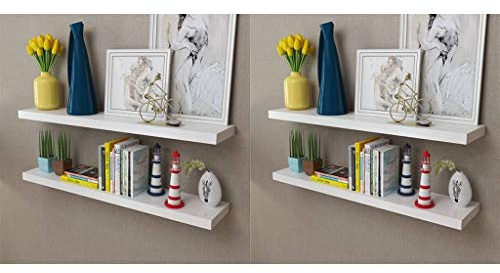 Fangravortex Wandregale 4 STK Weiß 100 cm MDF mit mattem Finish Schweberegal Wandboard Regalbrett zum Aufbewahren von Büchern Schmuckstücken Deko im Wohnzimmer Schlafzimmer Küche