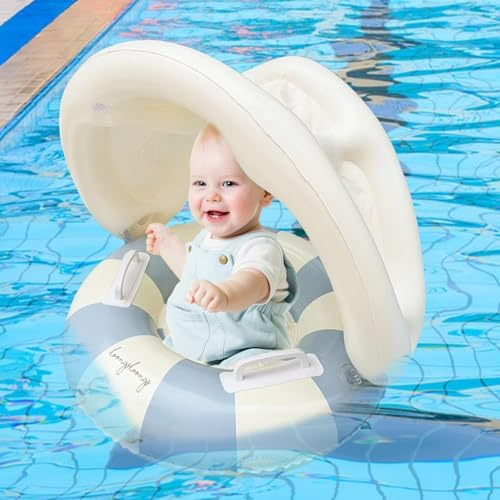 Generico salvagente Neonato con Parasole, Gonfiabile Ciambella Neonato Mare, Anello Galleggiante per Bambini con seggiolino di Sicurezza, Divertenti Giochi Acquatici per Piscine, Bagno, Spiaggia(C)