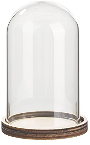 Glas-Glocke mit Holzboden 7,5 x 12 cm