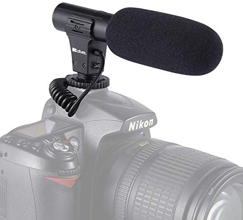 Micrófono de vídeo, micrófono de entrevista de fotografía compatible con Sony, Nikon Canon, cámaras réflex digitales, videocámaras (interfaz de 3,5 mm) (excepto Canon T5i, T6)