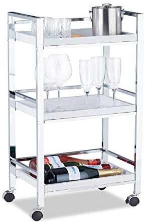 Relaxdays Carrello Portavivande con 3 Vassoi Rimovibili, Carrellino di Servizio Multiuso con Ruote, HxLxP: 77,5 x 45 x 29 cm, Bianco