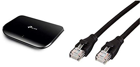 TP-Link TL-SG1005D Switch Ethernet Gigabit 5 Ports 10/100/1000 Mbps & Amazon Basics Câble réseau Ethernet RJ45 catégorie 6-0,9 m