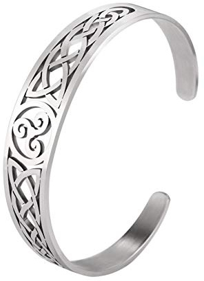 VASSAGO Armreif mit nordischem Wikinger-Triskele-Symbol, irische Dreifaltigkeit, keltischer Knoten, Edelstahl, Vintage-Amulett, Schmuck, Geschenke für Männer, Frauen, Teenager, Adjustable (Fits most