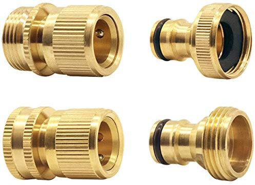 Garden Hose Quick Connector Brass Hose Quick End Connector Garden Hose Nozzle Connect Kit, Quick Disconnect Hose Fittings Male and Female