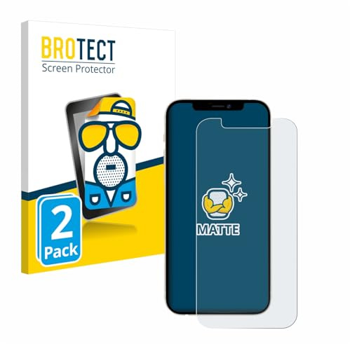BROTECT Schutzfolie für Apple iPhone 12 | 2 Stück Entspiegelnder Displayschutz Made in Germany Matte Displayschutz-Folie Anti-Reflex Anti-Fingerprint Einfache Montage