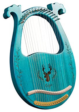 Harfe Instrument Mahagoni Saiteninstrument Tragbare 16 Saiten Lyre Harfe für Erwachsene Kinder Anfänger,Metall Saiten,Mit Stimmschlüssel Und Saiten,Tragetasche