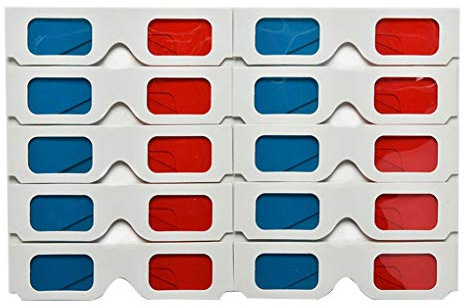 rongweiwang 10pcs / Set anaglifo de Papel Universal Gafas anaglifo Gafas 3D Rojo Azul Vídeo TV Gafas anaglifo Cartón película GE DVD Vídeo TV Gafas 3D