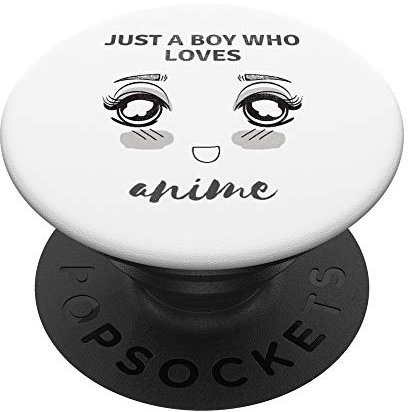 Funny Just A Boy Who Loves Anime Face Japanese Cosplay Manga PopSockets PopGrip: Swappable Grip for Phones & Tablets
