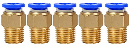 Racor atornillado neumático de 1/4 a 4 mm, 5 unidades, conector de calidad industrial.