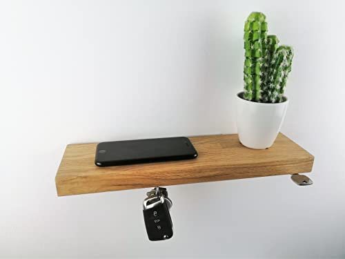 ICEBORN Schlüsselbrett mit Magnet und Ablage in Echtholz (Eiche), 350 x 27 x 100mm