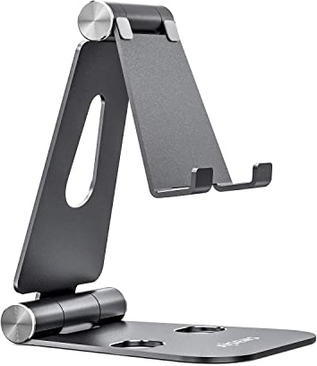 AISENS MS2PXL-094 Soporte TAMAÑO XL DE SOBREMESA Ajustable (2 PIVOTES) para TELEFONO/Tablet, Gris