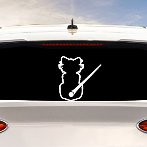 Iprokiu Lovely Cat Animal Car Sticker Funny Cat Moving Tail Waving Wiper Sticker Rear Window Wiper Decal Windshield Wiper Sticker Waterproof Vinyl Decal Decor for Car Truck Laptop (Reflective White)