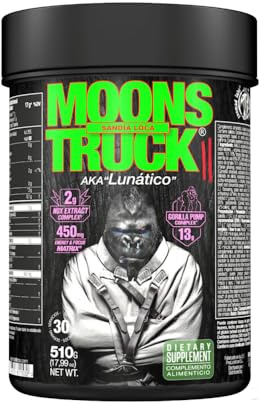 ZOOMAD LABS - Moonstruck II, Polvos Pre Entreno, Suplemento para Deportistas, Pre Workout en Polvo con Cafeína, Extractos Vegetales - 510 g (Sandía Loca)
