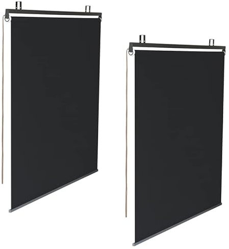 IDMarket - Lot de 2 Stores enrouleurs L.124 x H. 225 CM pour pergola Noir