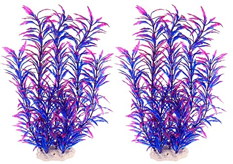 DRERIO 2 Stück Aquarienpflanzen Große Aquarium Dekorationen Kunststoff Pflanzen Aquarium-Ornamente Künstliche Pflanzen Künstliche Pflanzen Aquarienzubehör Kunststoff-Wasserpflanzen für alle Fische