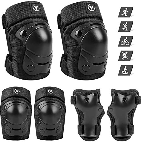 ValueTalks Kinder Knieschoner Schoner Inliner für Kinder 6er Set Größe S für Kinder von 3-8 Jahren CE-Zertifiziert Kinder Schützer für Skateboard Roller Skaten Fahren Outdoor Sport