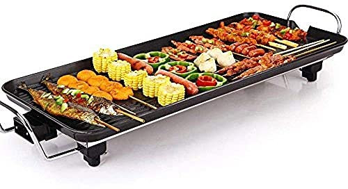 Samnuerly Parrilla eléctrica para Barbacoa, Parrilla de Mesa Teppanyaki, Parrilla para Barbacoa, Placa Caliente Antiadherente, Placa calefactora para Estufa de 1500W