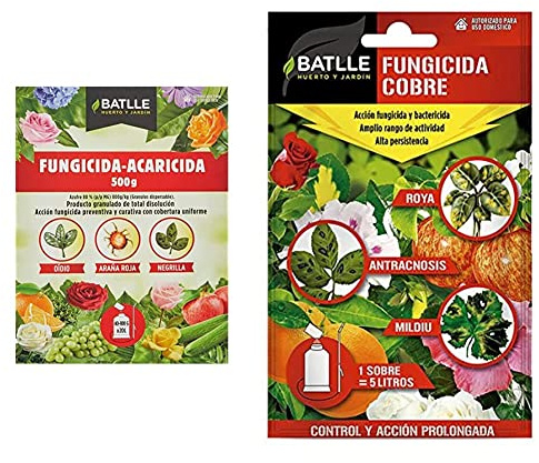Semillas Batlle, Fungicida Anti Oídio, 500 g & Fungicida Cobre Sobre para 5L