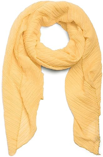 styleBREAKER Damen Schal fein gekreppt | Leichter Plissee-Schal für stilvolle Looks | Elegantes Halstuch mit fließenden Falten | Modisch Vielseitig & Angenehm weich | 96 x 192 cm, Farbe:Gelb