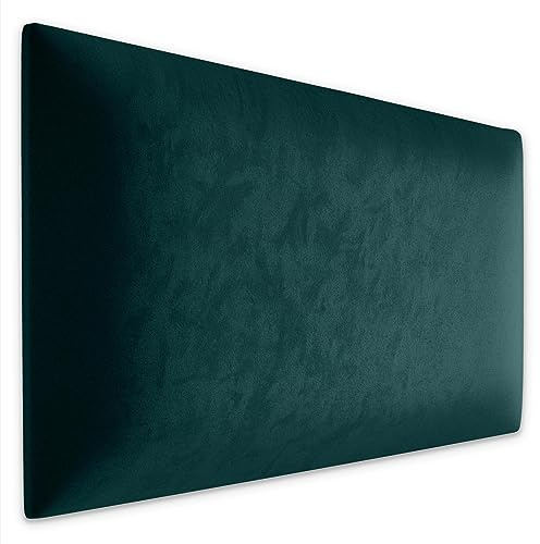 Muralo Väggkudde i sammet, tyg, stoppningspanel, sänggavel, sovrum, vardagsrum, säng, väggdyna, sänghuvuddel, ländkudde, modern, lyxstoppad stoppning, panel (turkos, 60 cm x 30 cm)