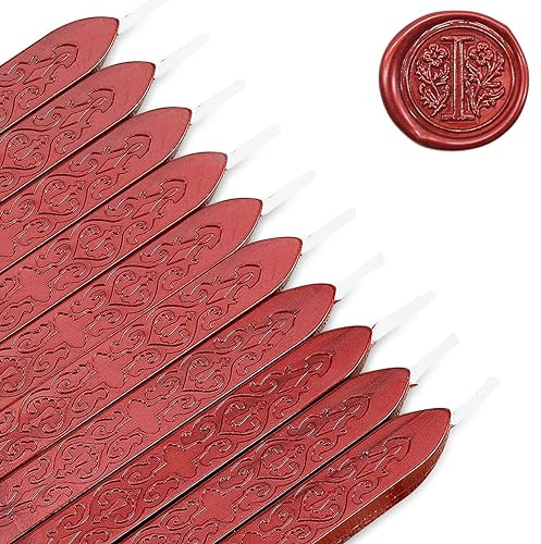 MeYuxg 10 Stück Siegelwachs Rot mit Dochten, Vintage DichtungsWachs, Wachssiegel Stock, Siegelwachs, Siegellack Rot für Briefsiegel & Wachssiegel Stempel (Weinrot)