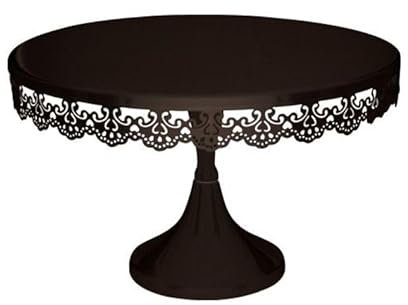 Présentoir gâteau noir broderie Ø 30 cm - hauteur 19 cm