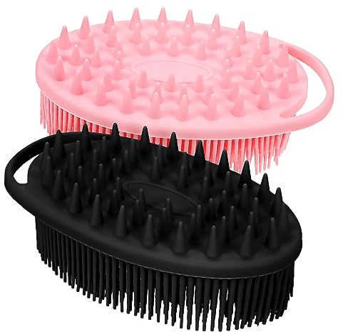 POPETPOP 2 Stück Silikon Körperbürste mit Weichen Borsten Langlebig Hygienisch zum Peeling und Duschen mit Aufhängung für Gründliche Hautreinigung und Massage Geeignet für Hauttypen