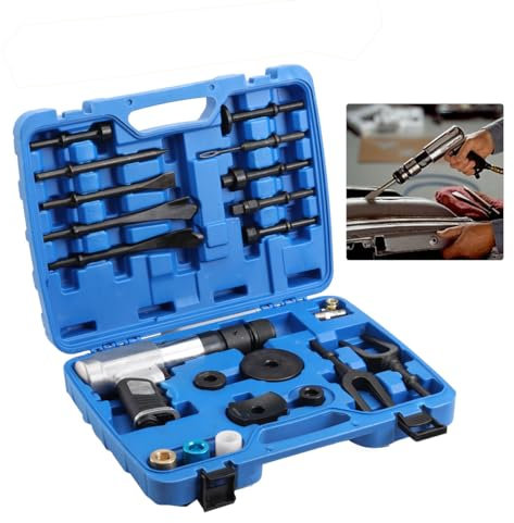 ECUTEE Lot de Burins Pneumatiques 15 pièces Marteau à percussion Ball Joint Dismantling Marteau avec burin, 2200 tr/min avec mandrin à changement rapide Amortissement
