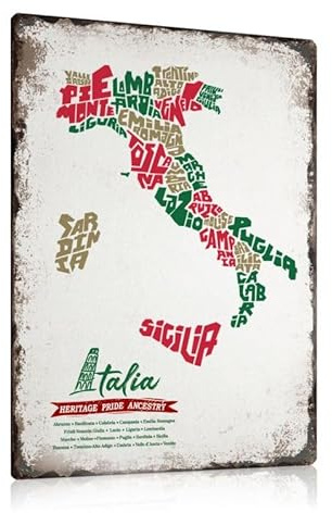 ESFIVHO Retro Italien Blechschilder 20x30cm - Vintage Italia Thema Metallschild - Italy Poster Bild Schild Wand dekoration Geschenk (03)