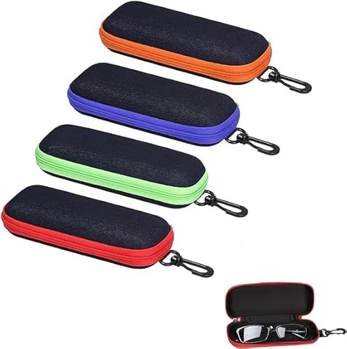Serenelight 4 Pezzi Custodia Occhiali da Sole, Custodia per Occhiali da Viaggio, Astuccio per Occhialini con Cerniera, Custodia Rigida per Occhiali Portatile, per Occhiali Miopia, Occhiali da Sole