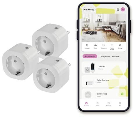 OMAJIN by Netatmo, 3er Pack Smarte Steckdosenzeitschaltuhr, Energieüberwachung, Fernbedienung, Stromzähler, verzögertem Ausschalten, energiesparend, Wifi 2.4Ghz/Bluetooth, 16 A/3 680 W, OBU-3SP-SK