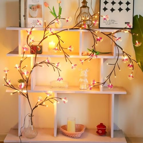 LED Beleuchtete Weide Rebe Wunderschöne Blume Fee Lichter USB betrieben mit 8-Modi, künstliche Weide Zweige Licht für Wand Chirstmas Thanksgiving Urlaub Kamin Hochzeit Mädchen Schlafzimmer Decor(6FT)